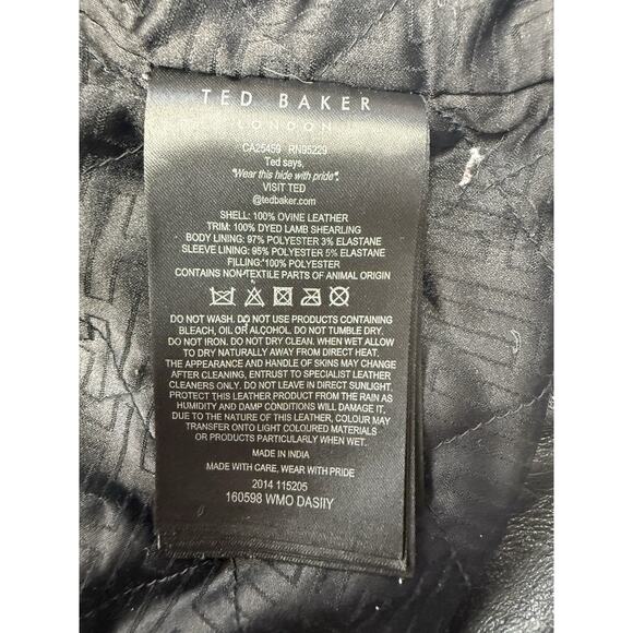 Ted Baker London Ovine Leather Jacket Women's Size 1 Lamb Shearling Fur Trim - Picture 9 of 10